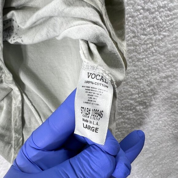 Vocal California Women L Embellished Feather Graphic Tee Racerback Moto USA Made - Picture 6 of 12